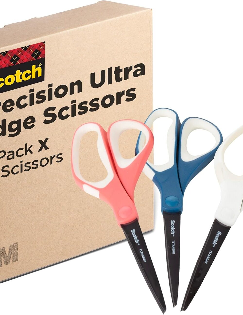 Scotch Brand Precision Ultra Edge Scissors, 8 Inch, 3-Pack | Left- or Right-Handed