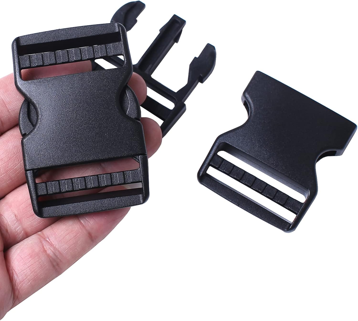 J.CARP 4 Pack 1.5" Wide Quick Side Release Buckles, Dual Adjustable No Sewing Slide Clips Snaps, Heavy Duty Plastic Replacement for Nylon Strap Backpack Nylon Webbing Belt Fanny Pack Pet Dog Collars