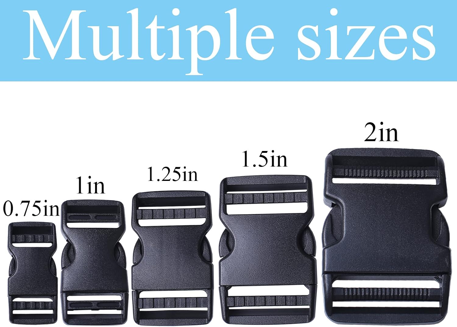 J.CARP 4 Pack 1.5" Wide Quick Side Release Buckles, Dual Adjustable No Sewing Slide Clips Snaps, Heavy Duty Plastic Replacement for Nylon Strap Backpack Nylon Webbing Belt Fanny Pack Pet Dog Collars - Image 5